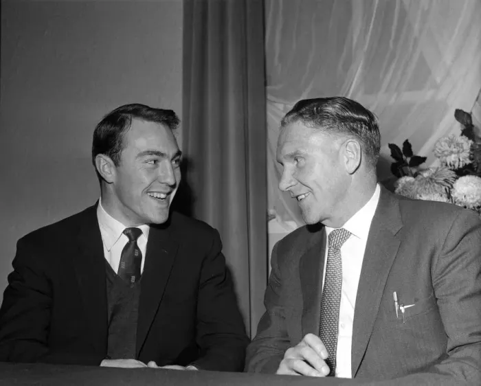 Framed Print : Bill Nicholson and Jimmy Greaves at The Grand Hotel, Sheffield. 18th December 1961 Framed Print : Bill Nicholson and Jimmy Greaves at The Grand Hotel, Sheffield. 18th December 1961
