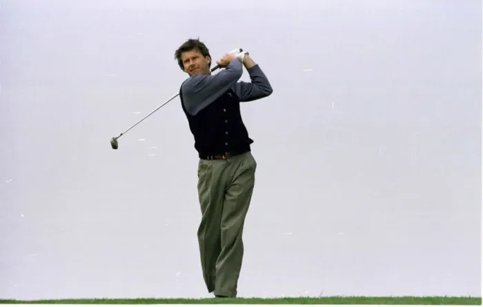 Framed Print : Nick Faldo drives off the fifth tee during the Pro Am at The Oxfordshire Golf Course Framed Print : Nick Faldo drives off the fifth tee during the Pro Am at The Oxfordshire Golf Course