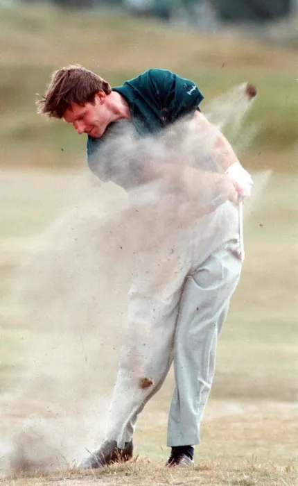 Framed Print : Nick Faldo on his final practice round before the start of the British Open Golf Framed Print : Nick Faldo on his final practice round before the start of the British Open Golf