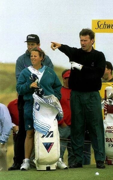 Nick Faldo Golfer with Caddie Fanny circa 1995