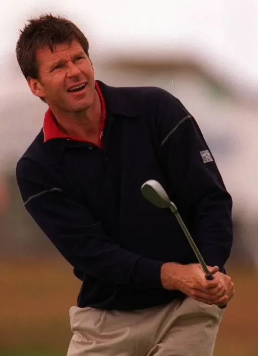 Framed Print : Nick Faldo during practice before the British Open July 1997 at Troon Framed Print : Nick Faldo during practice before the British Open July 1997 at Troon