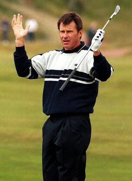 Nick Faldo in trouble on the fourth hole during the third round of the Open Golf