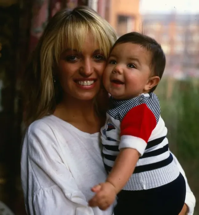 Framed Print : Nicki Heaney actress April 1986 With daughter Amber Heaney