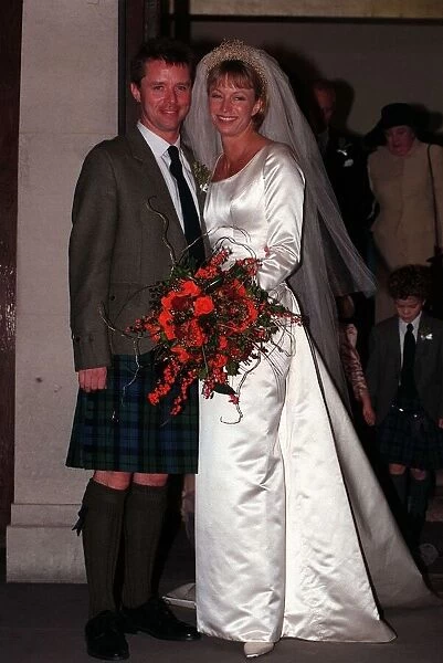 Nicky Campbell TV Presenter December 1997 Outside church with his new bride Tina Ritchie