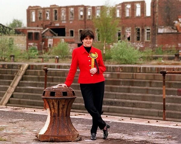 Nicola Sturgeon - SNP candidate for Govan April 1997 dry dock by a capstan