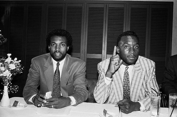 Nigel Benn (Right) with manager Ambrose Mendy. 6th July 1988