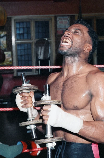 Nigel Benn training in the gym ahead of his next fight with American Greg Taylor