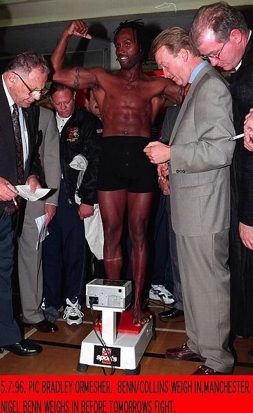 Nigel Benn during weigh in before fight with Steve Collins in Manchester