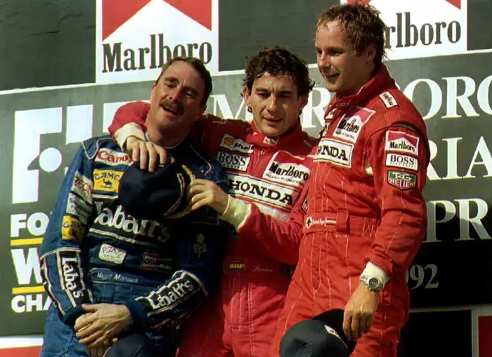Framed Print : Nigel Mansell motor racing driver wins first World Drivers Championship in Hungary after