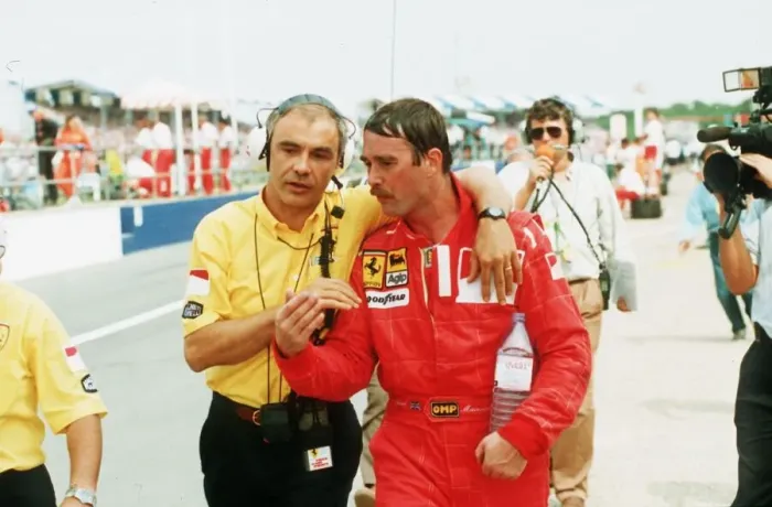 Framed Print : Nigel Mansell racing driver at teh british Grand Prix. 15th July 1990