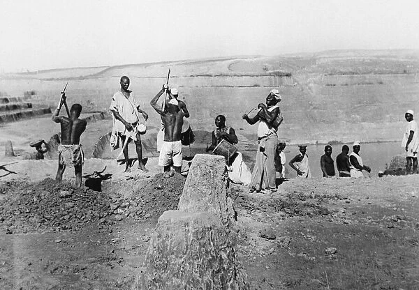 Nigerian tin miners at work during the Second World War. 30th January 1944