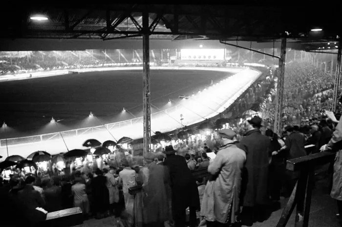 Framed Print : A night at the dogs, general views of the track and characters that work at the White Framed Print : A night at the dogs, general views of the track and characters that work at the White