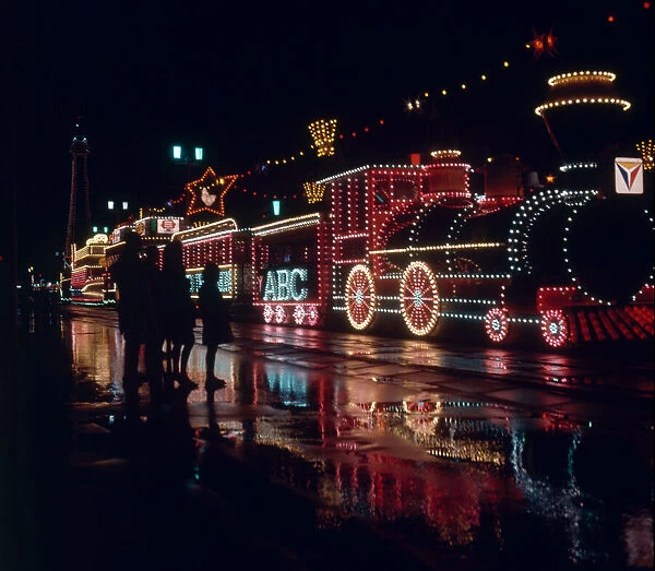 Night time view of the Blackpool illuminations, September 1967