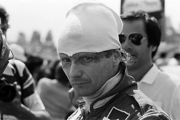 Niki Lauda, driving a Marlboro-McLaren, wins the British Grand Prix at Brands Hatch
