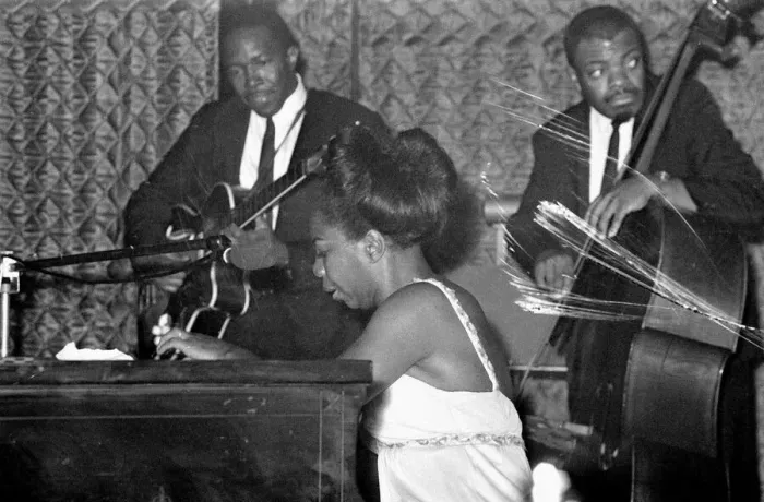 Framed Print : Nina Simone June 1965 Jazz singer Pictured preforming at Annies Club - on stage playing Framed Print : Nina Simone June 1965 Jazz singer Pictured preforming at Annies Club - on stage playing