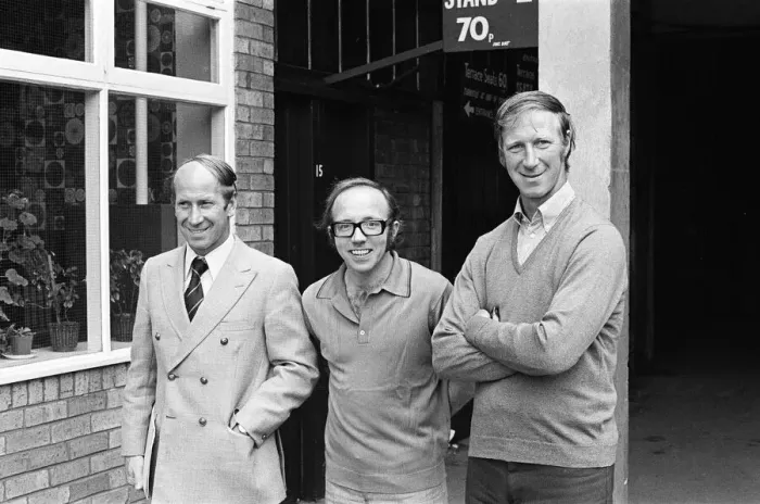 Framed Print : Nobby Stiles with Bobby and Jack Charlton, January 1973. For MEN Media Titles Framed Print : Nobby Stiles with Bobby and Jack Charlton, January 1973. For MEN Media Titles
