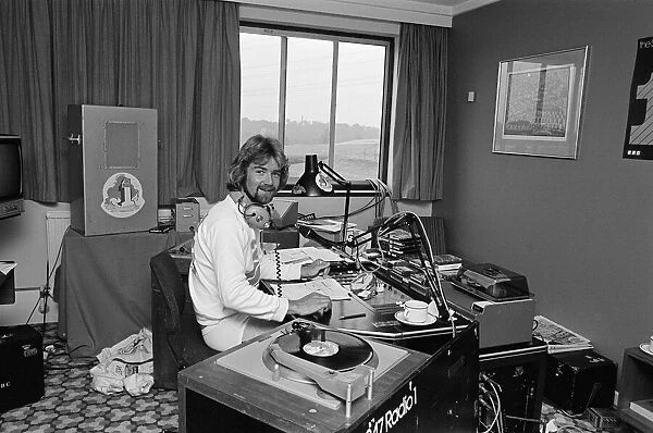 Noel Edmonds, BBC Radio One, Radio DJ, broadcasting from Hotel Room