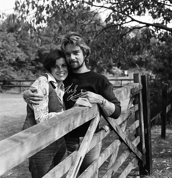 Noel Edmonds pictured at home in Suffolk with his wife Gillian. 9th August 1976