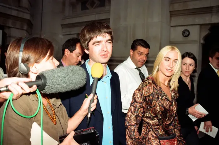 Framed Print : Noel Gallagher and his girlfriend Meg Matthews at 10 Downing Street for a party held by