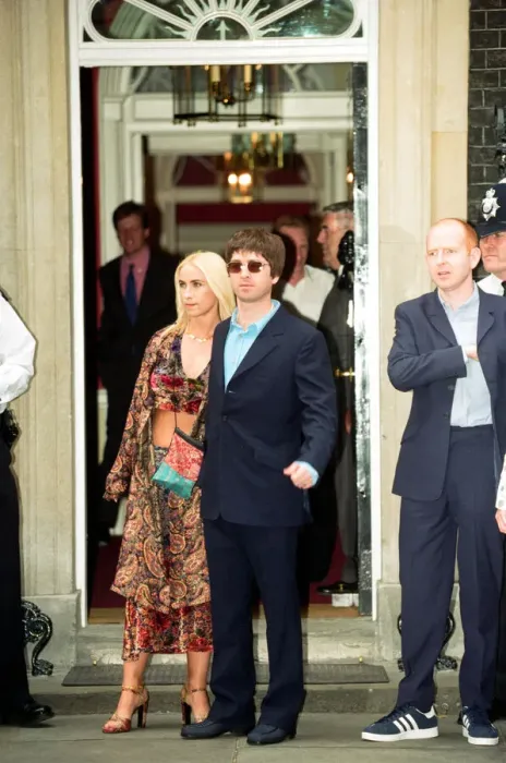 Framed Print : Noel Gallagher and his girlfriend Meg Matthews at 10 Downing Street for a party held by