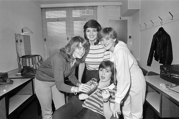The Nolan sisters filming a TV appearance in Scotland. 8th November 1980