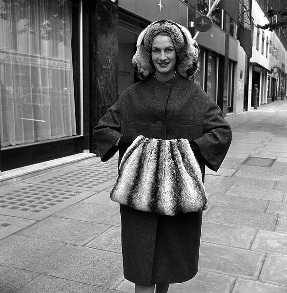 Norman Hartnell autumn collection July 1962 Sally Jamieson wears an ensemble called '