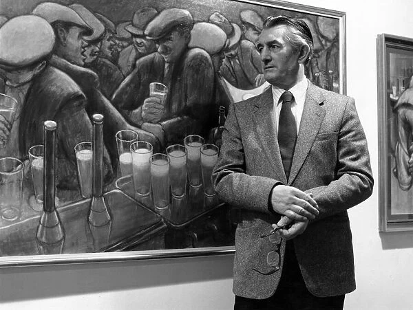 North East artist Norman Cornish pictured at his exhibition