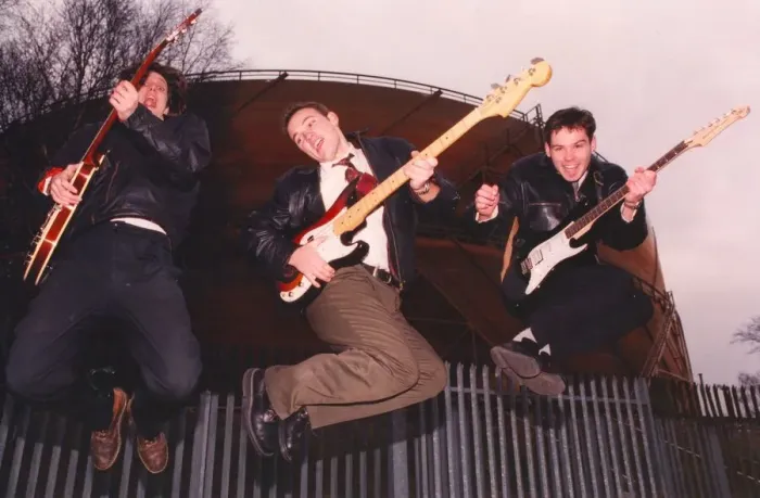 Framed Print : North East band Forgotton Sons, who all work for British Gas - l-r, Richard Alden