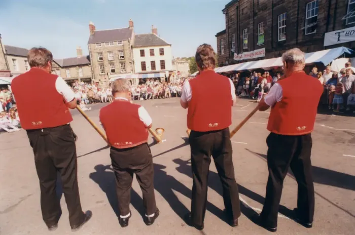 Framed Print : North East Festivals The Alnwick Music Festival 6 August 1997 - A horn blowing