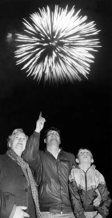 Framed Print : North East Festivals The Bull family watch the firework display at North Shields Framed Print : North East Festivals The Bull family watch the firework display at North Shields