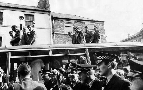 North Shields footballers victory parade while on their way to a civic reception