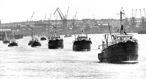 The Northern fishing fleet makes its way up the River tyne to the Quayside in Newcastle