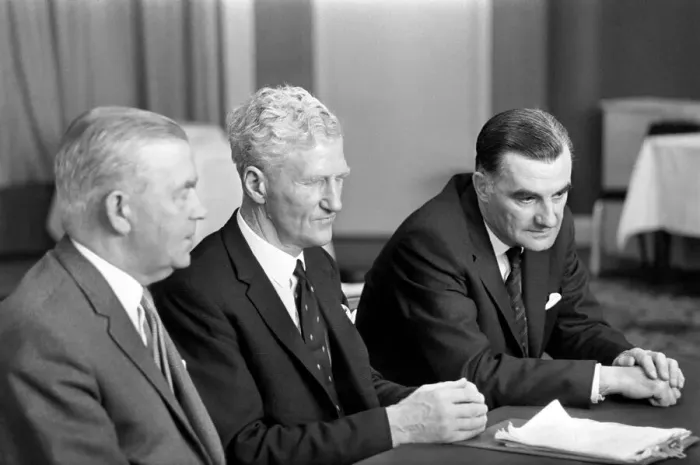 Framed Print : Northern Ireland August 1969. Lord Hunts Tribunal. (Left to Right