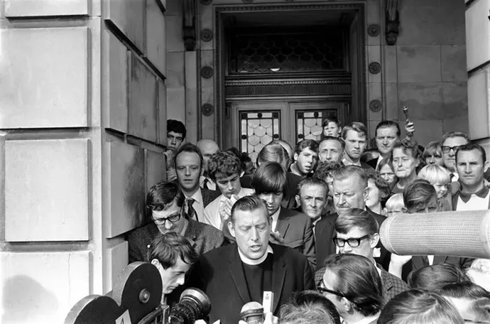 Framed Print : Northern Ireland August 1969. Reverend Ian Paisley seen here at Stormont