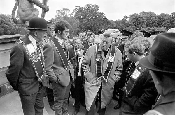 Northern Ireland August 1971. Ian Paisley and supporters march on Stormont