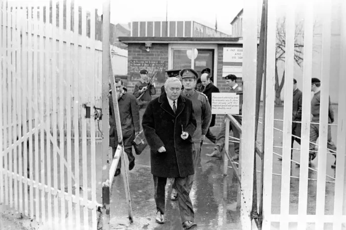Framed Print : Northern Ireland November 1971, Prime Minister Harold Wilson seen here meeting the troops Framed Print : Northern Ireland November 1971, Prime Minister Harold Wilson seen here meeting the troops