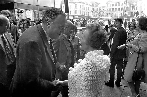 Northern Ireland Secretary Willie Whitelaw seen here talking to shoppers in Londonderry