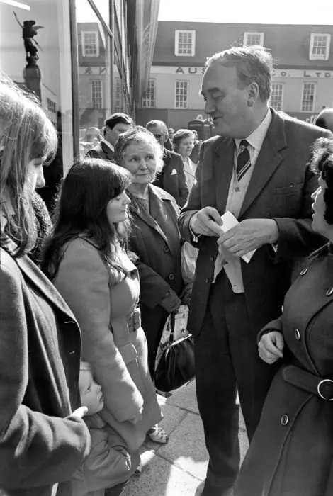 Framed Print : Northern Ireland Secretary Willie Whitelaw seen here talking to shoppers in Londonderry Framed Print : Northern Ireland Secretary Willie Whitelaw seen here talking to shoppers in Londonderry