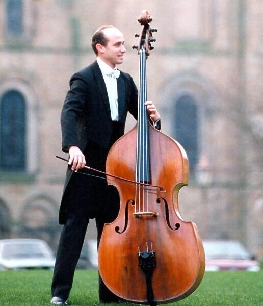 Northern Synfonia double bass player Roberto Carillo-Garcia outside Durham Cathedral in