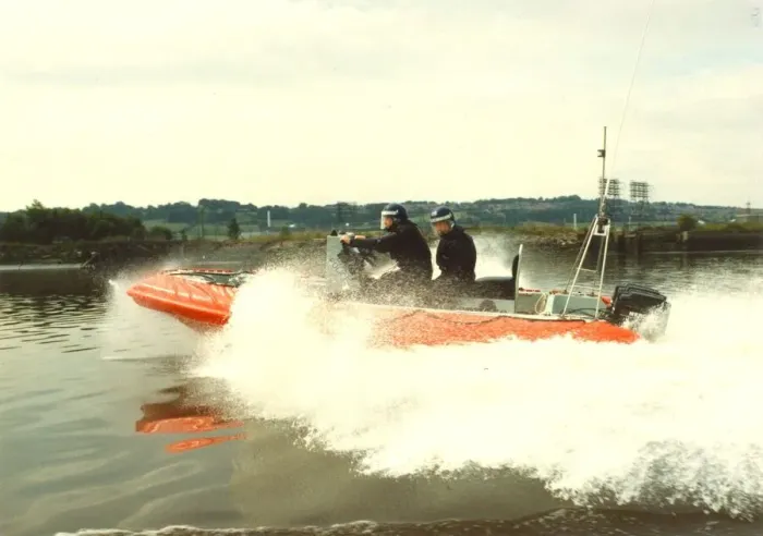 Framed Print : Northumbria Marine Divisions new rigid inflatable Polmar speed boat going through