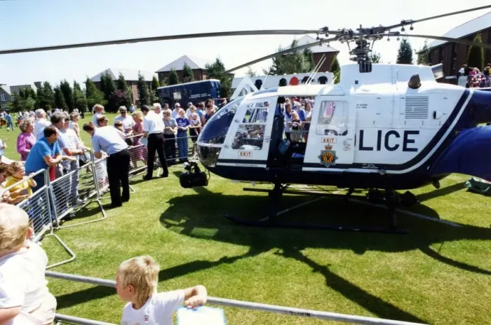 Framed Print : The Northumbria Police Air Support Unit MBB Bolkow BO105 helicopter on display to