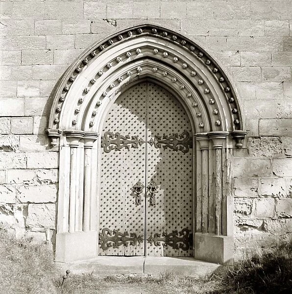 Norton Church Studded siege doors Norman Door Wall of building with