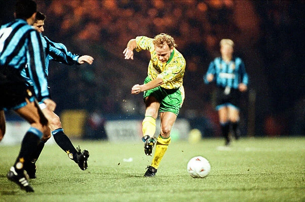Norwich City v. Inter Milan in the UEFA Cup. Jeremy Goss in action