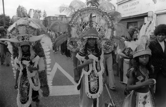 Framed Print : Notting Hill Carnival August 1977 Children join in in the street Parade Framed Print : Notting Hill Carnival August 1977 Children join in in the street Parade