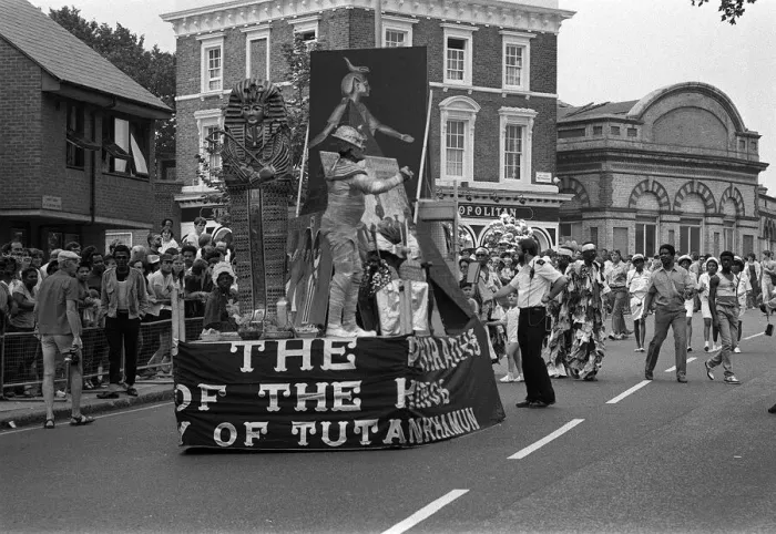 Framed Print : Notting Hill Carnival August 1984 Men, women and children dancing