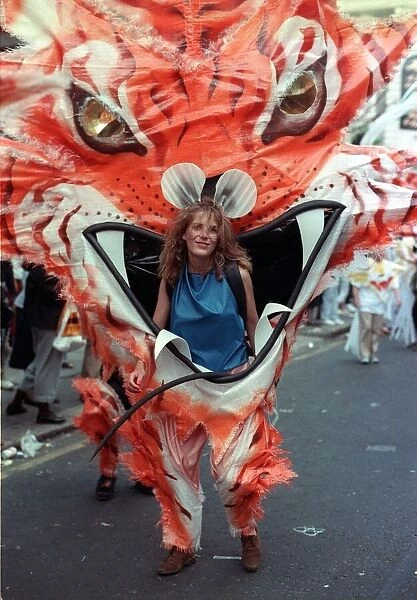 Notting Hill Carnival August 1988 Female dancer dressed up during