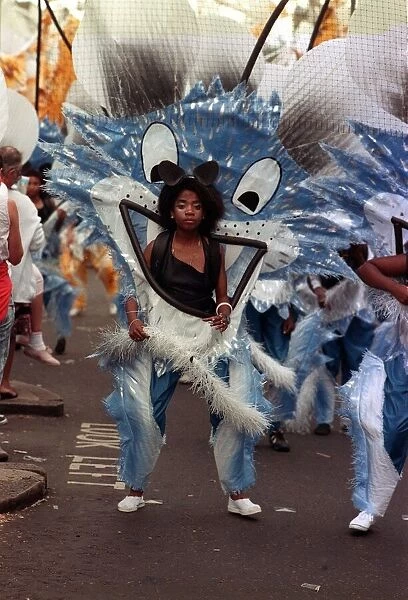 Notting Hill Carnival August 1988 Female dancer dressed up during
