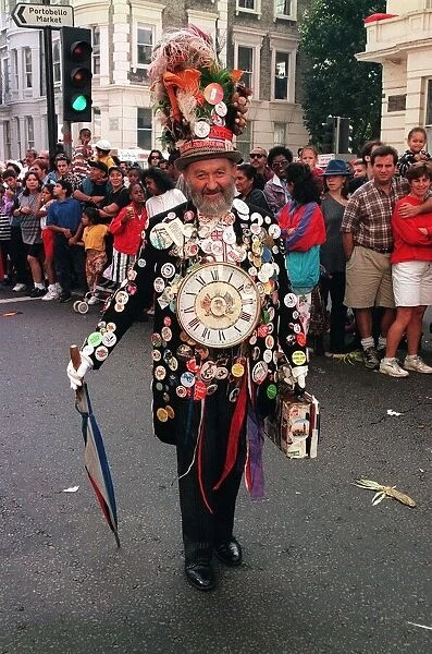 Notting Hill Carnival September 1995 A Men dressed up in a costume for