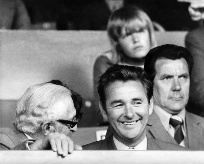 Framed Print : Nottingham Forest manager Brian Clough watching the action from the dugout Framed Print : Nottingham Forest manager Brian Clough watching the action from the dugout