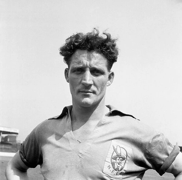 Nottingham Forest team training session, 6th August 1950. Pictured is Wally Ardron